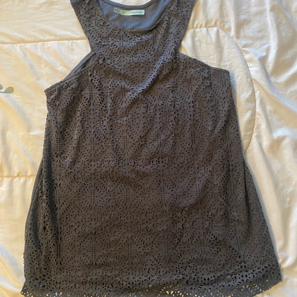 Maurices Black Eyelet Halter Tank XS
